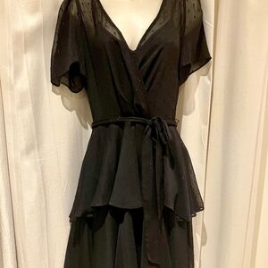 Romantic Calvin Klein Floaty Black Tiered Maxi Dress